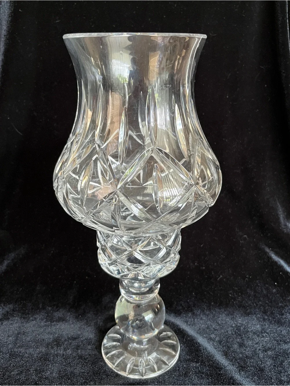 Block 12” Crystal Olympic Two-piece HURRICANE LAMP Candle/Votive Holder -Vintage